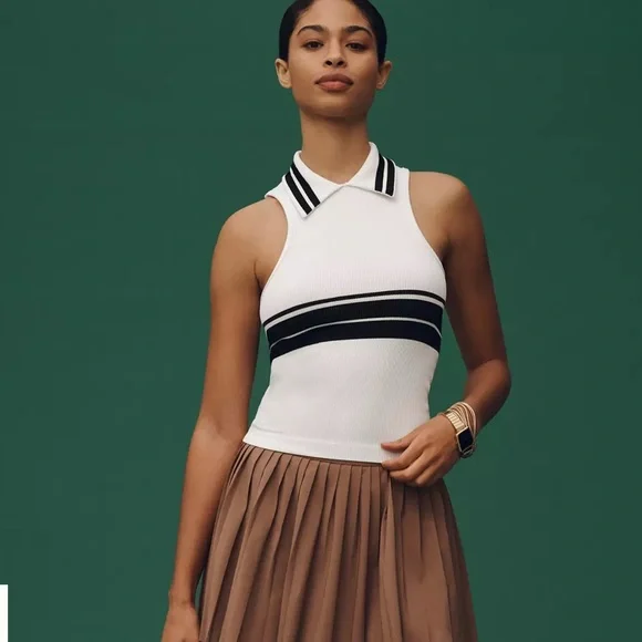 Maeve Ribbed Polo Tank Top - Picture 1 of 2